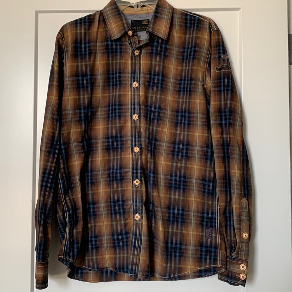 No Excess Men’s long sleeve button down shirt. Used , sized Medium.